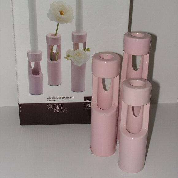 Mikasa Truck Bloom Set of 3 Vases Pink Ceramic - Picture 7 of 13